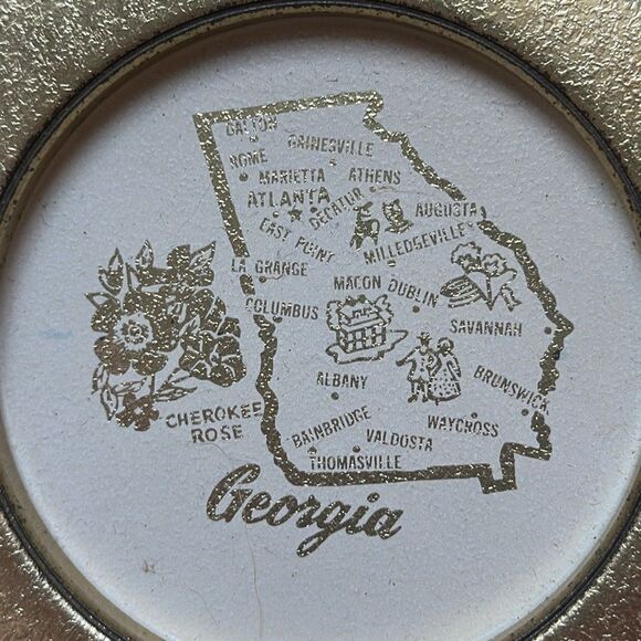 Vintage 50s/60s souvenir gold metal drink tray from Georgia - Picture 2 of 6